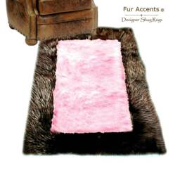 Faux Fur Shag Area Rug - Brown & Pink Plush Nursery Carpet - thumbnail 3