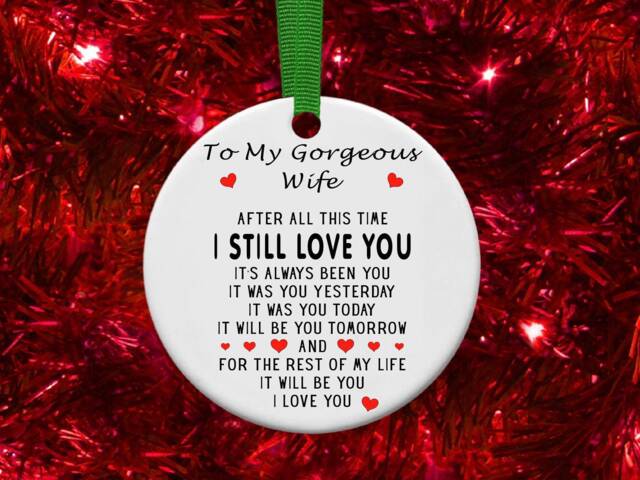 To My Gorgeous Wife Personalised Christmas Bauble Funny Gift Present Keepsake Novelty Tree Xmas For Her
