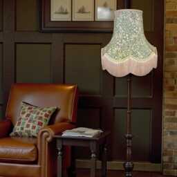 William Morris Forest Green Snakeshead Curtains Fabric Lampshade Coffee Braid & Fringe, Bespoke British Handmade - thumbnail 2