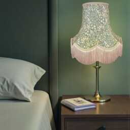 William Morris Forest Green Snakeshead Curtains Fabric Lampshade Coffee Braid & Fringe, Bespoke British Handmade - thumbnail 3
