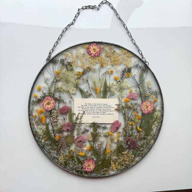 Large, 15.75 Inch Diameter, Mariaela, Wedding Gift For Couple Pressed Flower Frame, Double Glass Frame For Flowers, Round Wall Decor - image 1