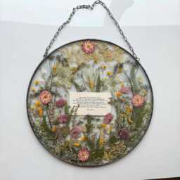 Large, 15.75 Inch Diameter, Mariaela, Wedding Gift For Couple Pressed Flower Frame, Double Glass Frame For Flowers, Round Wall Decor - thumbnail 1
