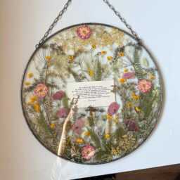 Large, 15.75 Inch Diameter, Mariaela, Wedding Gift For Couple Pressed Flower Frame, Double Glass Frame For Flowers, Round Wall Decor - thumbnail 2