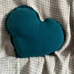 Turquoise Muslin Heart Pillow Kids Room Decor - thumbnail 2