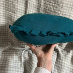Turquoise Muslin Heart Pillow Kids Room Decor - thumbnail 4