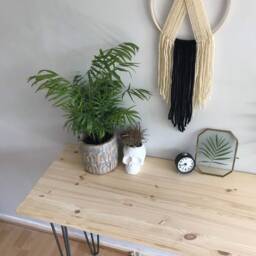 Bespoke Handmade Wooden Table/Desk. 180 X 40. Narrow, Hairpin Legs. Natural - thumbnail 3
