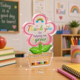 Teacher Thank You Gift Acrylic Ornament, Helping Me Grow Appreciation Gift, End Of Year Keepsake - thumbnail 3
