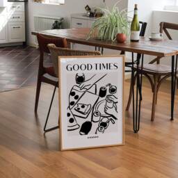 Good Times Print, Ink Bleed, Cheers Food Friends, Kitchen Living Room, Decor, Poster, Unframed - thumbnail 3