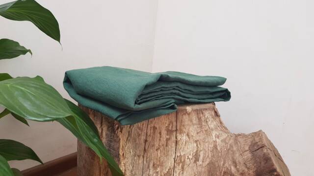 Emerald Linen Sheet - Green Linen Sheet Natural Bedding Organic Linen Sheets Full Size King Queen - image 1