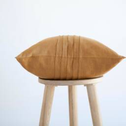 Mustard Linen Pillow Cover Ticking Lines Decorative Pillowcase - thumbnail 3
