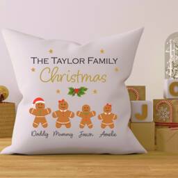 Personalised Christmas Family Cushion. Gingerbread Christmas - thumbnail 2