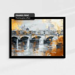 London Bridge Gold City Landmark Abstract Oil Painting Framed Poster Print Or Canvas Wall Decor Art Bedroom Home Interior Gift - thumbnail 2
