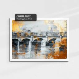 London Bridge Gold City Landmark Abstract Oil Painting Framed Poster Print Or Canvas Wall Decor Art Bedroom Home Interior Gift - thumbnail 3