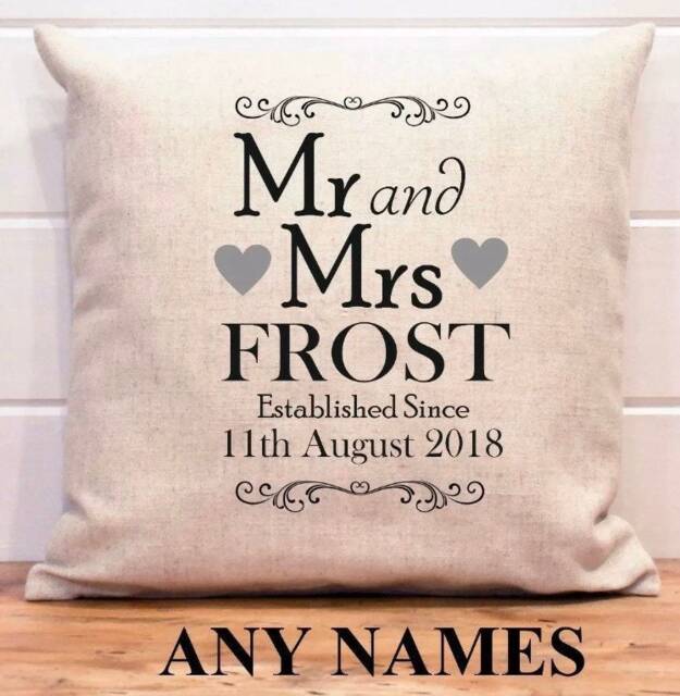 Personalised Cushion, Wedding, Anniversary, Mr & Mrs, Wedding Day, Bride, Groom, Gift, Established Since, & Mr, Mrs - image 1