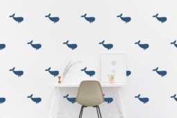 Whale Wall Decal Nautical Marine Kids Room Wall Sticker Fish Nursery Bedroom Classic Pattern Wallpaper Vinyl Decals Stickers Home Decor - thumbnail 1