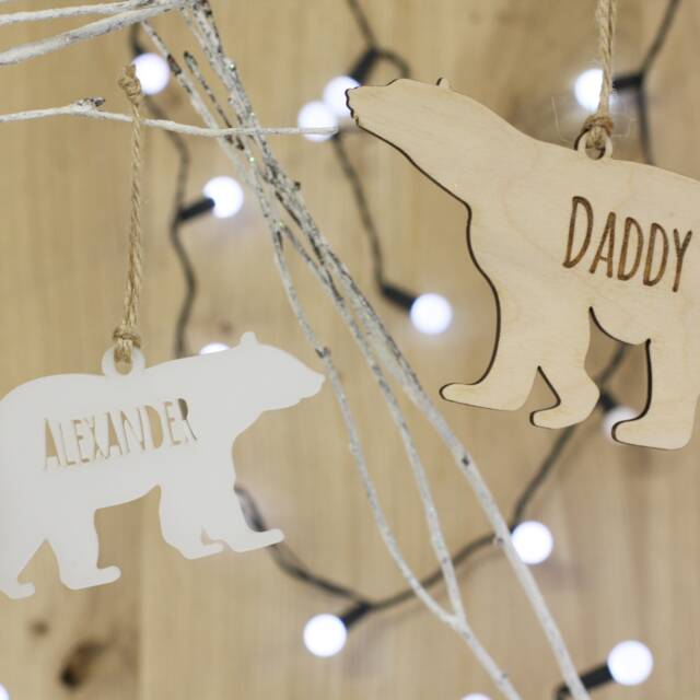 Personalised Animal Christmas Bauble - Polar Bear Christmas Decorations Tree Gifts - image 1