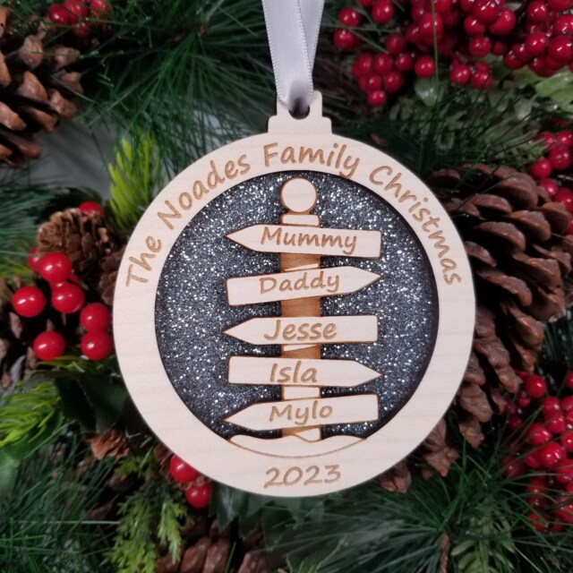 North Pole Christmas Tree Personalised Ornament, Xmas Family Hanger, First As Mr & Mrs Couple Decoration, Grandparent Name Gift - image 1