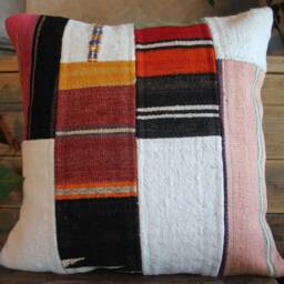 Vintage Kilim Pillow Cover - 16 Inch - Handwoven Wool Boho Cushion - thumbnail 2