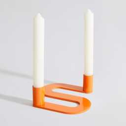 Rowley Orange Metal Candlestick Holder - Modern Industrial Candelabra - thumbnail 2