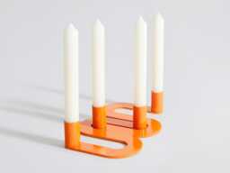 Rowley Orange Metal Candlestick Holder - Modern Industrial Candelabra - thumbnail 1
