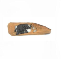 "Teak Wood Hand Carving Elephant With Tree Art Home Decor Wall Hanging Natural Wooden Carved/Gift 21"" X 7"