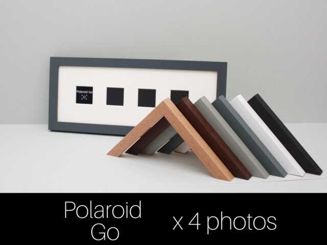 Polaroid Go - Wooden Multi Aperture Frame. Holds Four 43mmx43mm Sized Photos. 15x40cm. To Suit Small Photos Taken With A Go Camera - image 1