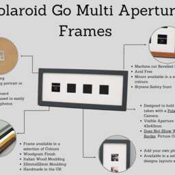 Polaroid Go - Wooden Multi Aperture Frame. Holds Four 43mmx43mm Sized Photos. 15x40cm. To Suit Small Photos Taken With A Go Camera - thumbnail 3