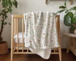 Flowers - Sage & Beige, Sherpa Fleece Blanket, Decor, Kids Bedding, Blankets, Children's Room, Floral, Flower, Pretty Girls Blanket - thumbnail 1