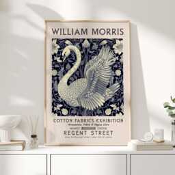 William Morris Print, Art, Exhibition Poster, Uk, Swan Artwork, Decor - thumbnail 1