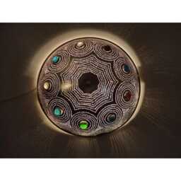 Flush Mount Ceiling Light Moroccan Brass - Hand-Pierced Silver - thumbnail 3