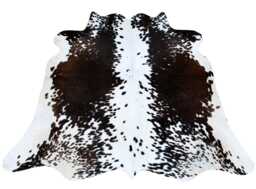 Medium Cowhide Rug - Luxurious Dark Brown & White Hair-On Leather For Modern Living - 44x49 Inches - thumbnail 1