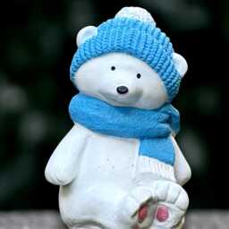 Stone Teddy Bear Statue Concrete Sculpture Outdoor Animal Decoration Handmade Art Front Door Ornament Garden & Home Figurine - thumbnail 1