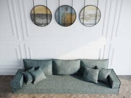Custom Floor Cushion Sofa Cover - Washable Slipcover, Modular Seating - thumbnail 1