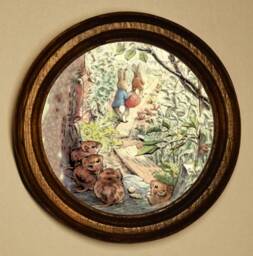 Beatrix Potter Art Print Illustration, Handmade Wooden Wall Hanging Light Oak Framed Picture, Benjamin & Peter Rabbit Going Home - thumbnail 1