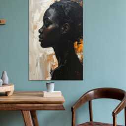 Elegant African Woman Profile - Abstract Gold Canvas Wall Art - thumbnail 3