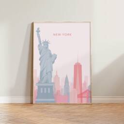 Minimalist New York Print - City Wall Art, Retro Travel Poster, Nyc Print, Living Room Prints, Bedroom Art - thumbnail 1