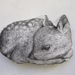 Hand-Painted Deer Pillow, Organic Cotton Woodland Fawn Cushion - thumbnail 2