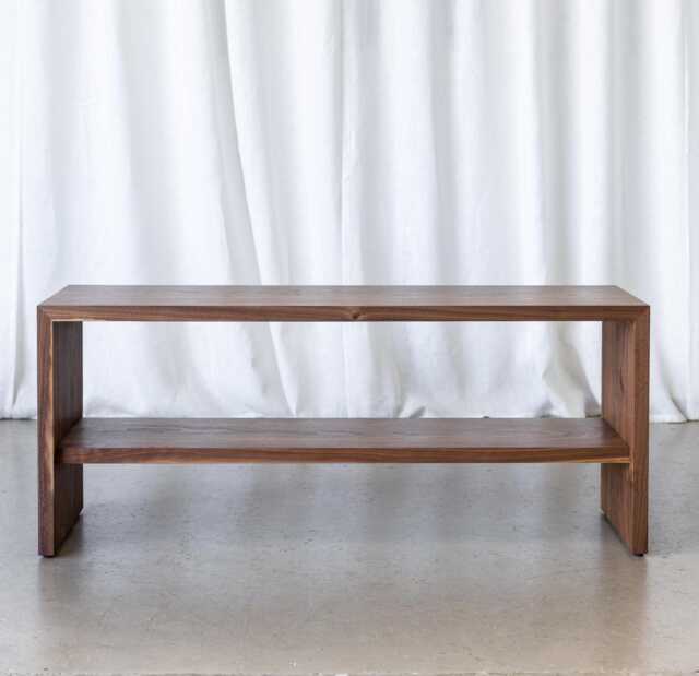 Hallway Small Walnut Shoe Bench With Shelf - Handcrafted Wooden Rack Entryway Storage Handmade Furniture - image 1