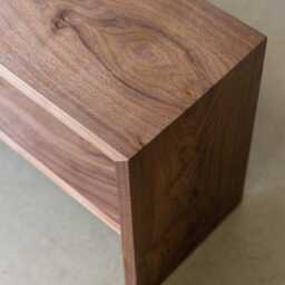 Hallway Small Walnut Shoe Bench With Shelf - Handcrafted Wooden Rack Entryway Storage Handmade Furniture - thumbnail 3