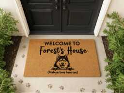 Dog Lover Welcome Mat - Custom Forest's House Sign Unique Scripted Pet D??cor Rug - thumbnail 1