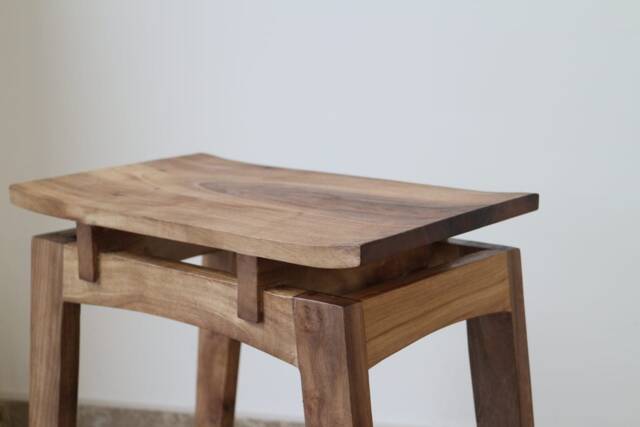 Handmade Walnut Bench Wooden Stool Rustic - image 1
