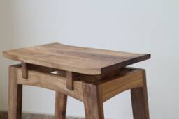 Handmade Walnut Bench Wooden Stool Rustic - thumbnail 1
