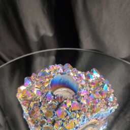 Rainbow Quartz Candle No. 1 Aura, Titanium, Point, Cluster, Gemstone Tealight Holder 1.006G H5.5xw16xd12.5cm - thumbnail 2
