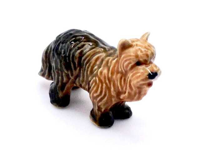 Miniature Ceramic Otterhound Dog Long Haired Standing Animal Pet Little Brown Black Figurine Tiny Statue Small Decoration Collectible Figure - image 1