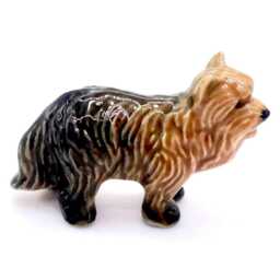 Miniature Ceramic Otterhound Dog Long Haired Standing Animal Pet Little Brown Black Figurine Tiny Statue Small Decoration Collectible Figure - thumbnail 2
