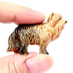 Miniature Ceramic Otterhound Dog Long Haired Standing Animal Pet Little Brown Black Figurine Tiny Statue Small Decoration Collectible Figure - thumbnail 4