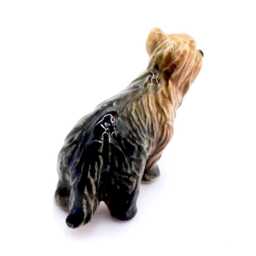 Miniature Ceramic Otterhound Dog Long Haired Standing Animal Pet Little Brown Black Figurine Tiny Statue Small Decoration Collectible Figure - thumbnail 3