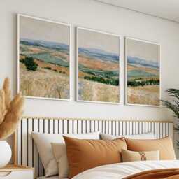 Golden Field Trio, Countryside Landscape Wall Art Set - thumbnail 3