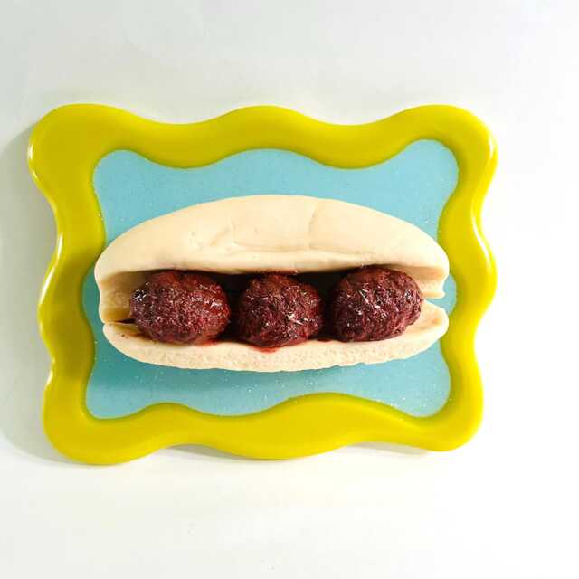 Mini Meatball Sub Wall Hanging Glitter Tray Food Decor - image 1