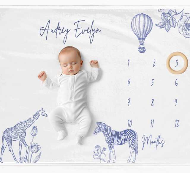 Safari Milestone Blanket Monthly Baby Photo Mat - image 1